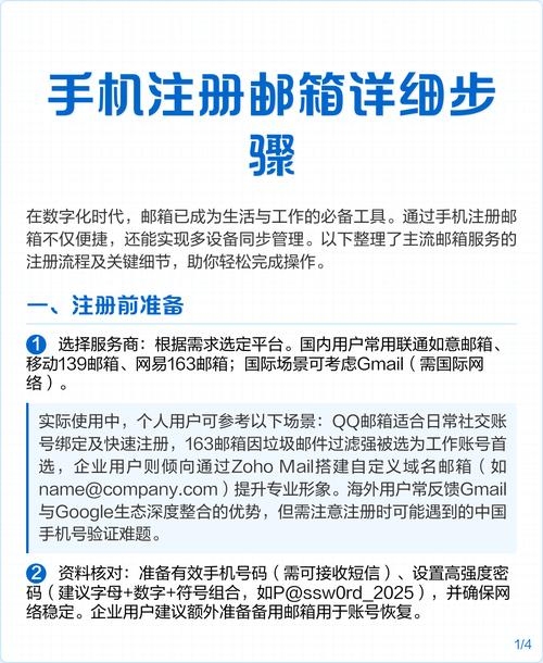 手机邮箱注册步骤详解，选服务商、官网注册、填信息验证和密码设置插图