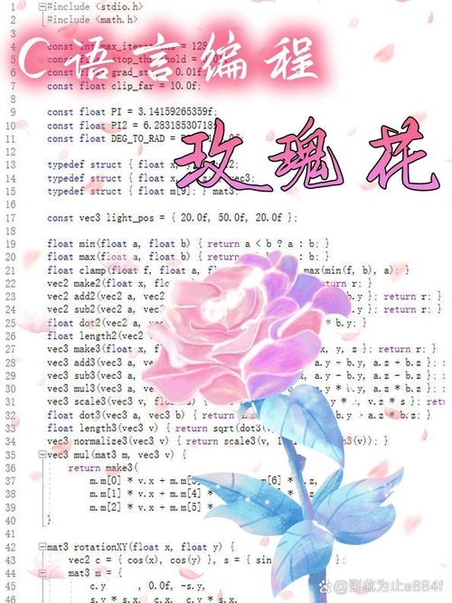 玫瑰花与编程代码的交织之旅插图