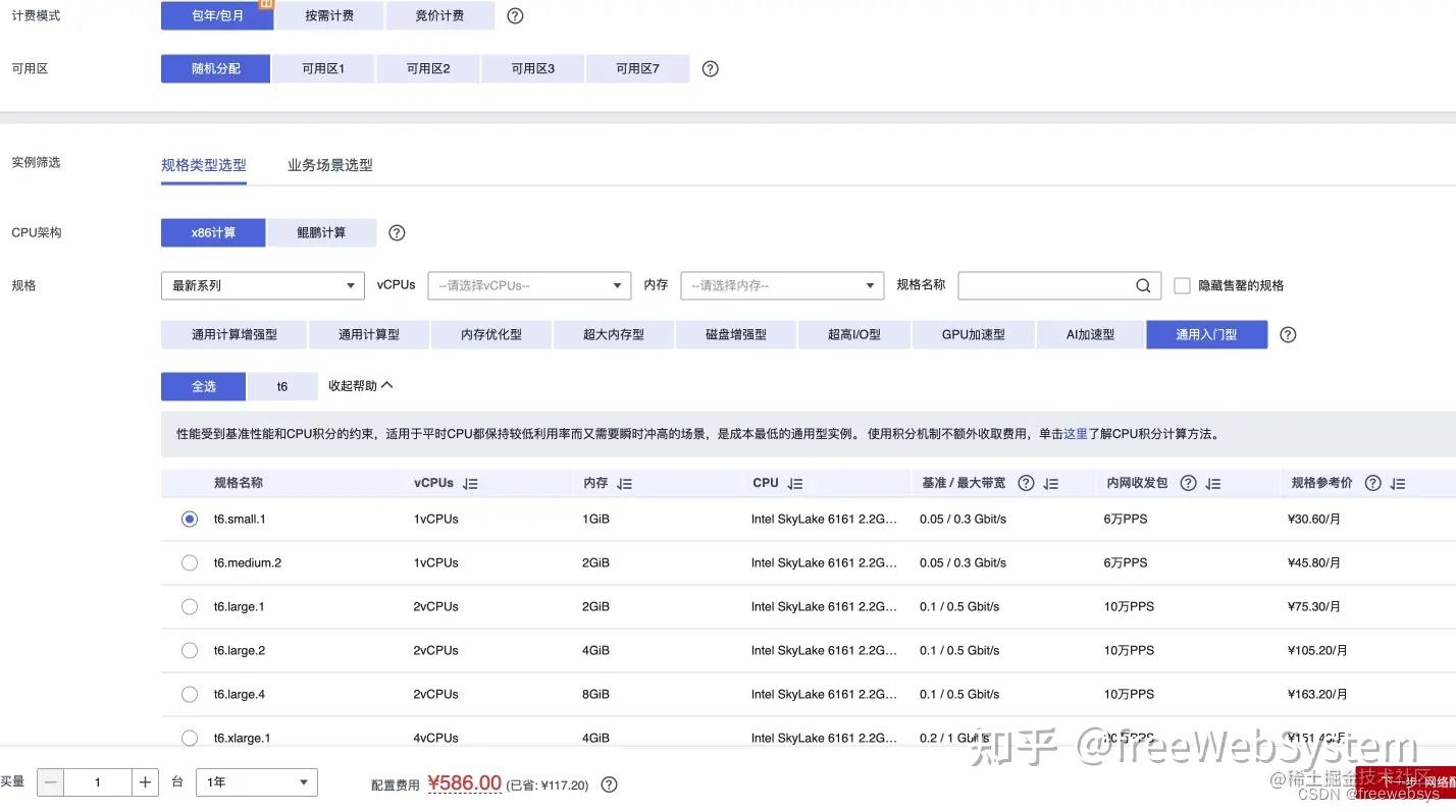 云服务器租用配置概览，价格因规格性能而异插图