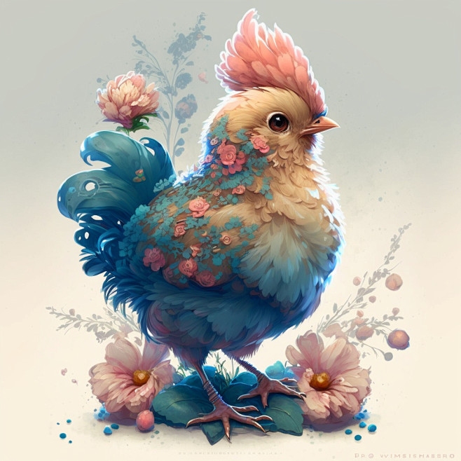 大摇大摆生肖鸡。插图