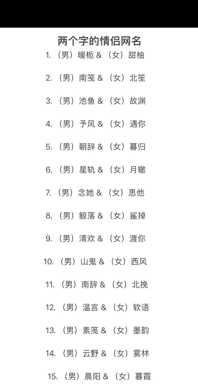 二字情侣名，仙气撩人插图