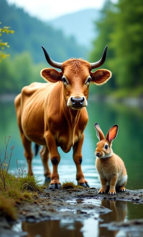 牛兔结伴是和谐共生之象征插图