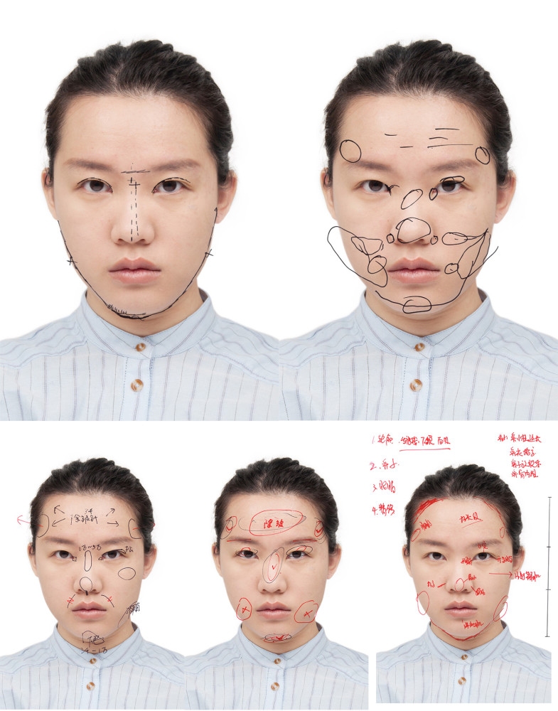 容颜指外貌特征概括表述，结合文化内涵展现审美变化。插图