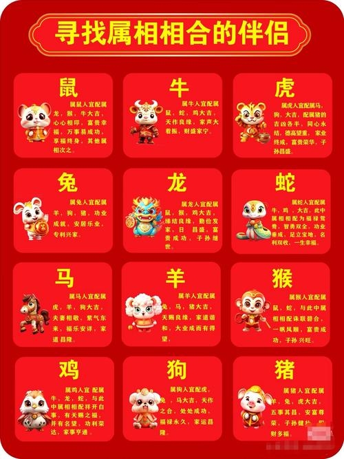 十二生肖顺序图，鼠至虎，排行与文化寓意插图