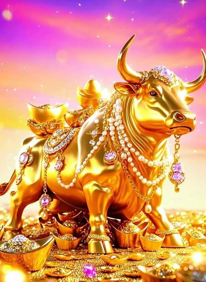 十拿九稳金火牛，生肖寓意显勤劳插图