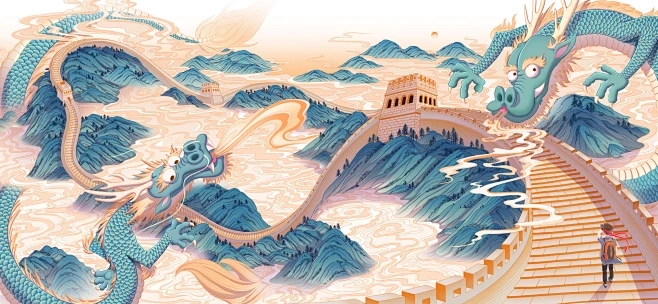 万里长城代表生肖龙，守护国家显威严插图