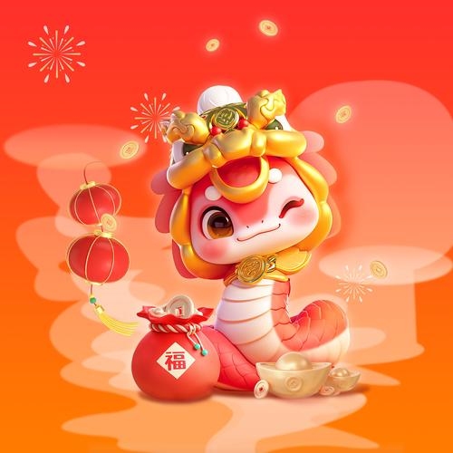 眉飞色舞代表生肖蛇，寓意活跃生动插图