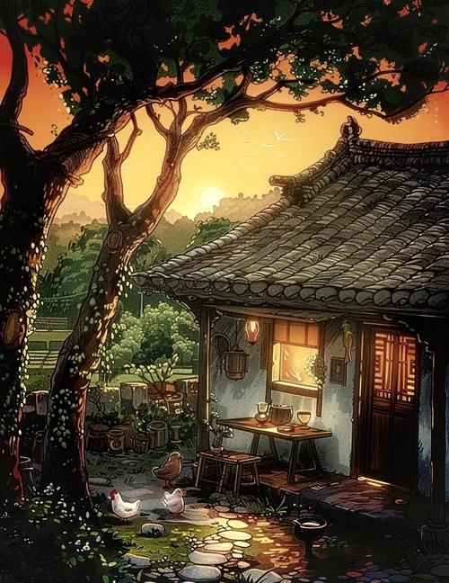 屋角斜阳，诗意描绘家的安宁与温暖插图