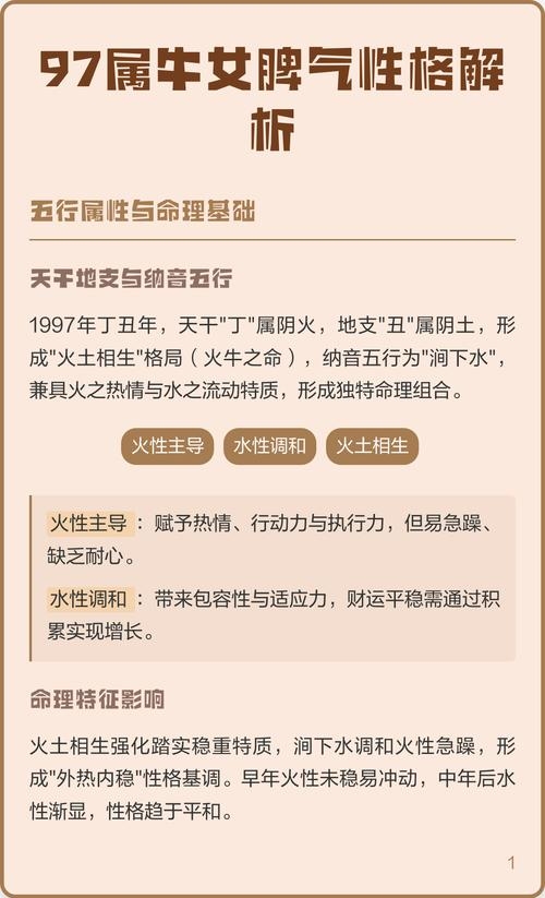 97年属牛人，火土相生，缺木需智慧与财源插图