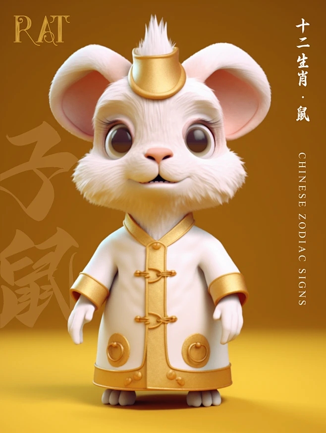 鼠，十二生肖中的偷偷代表插图