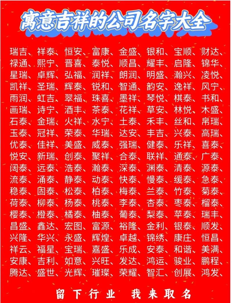 300个吉祥公司名字，助力企业腾飞插图