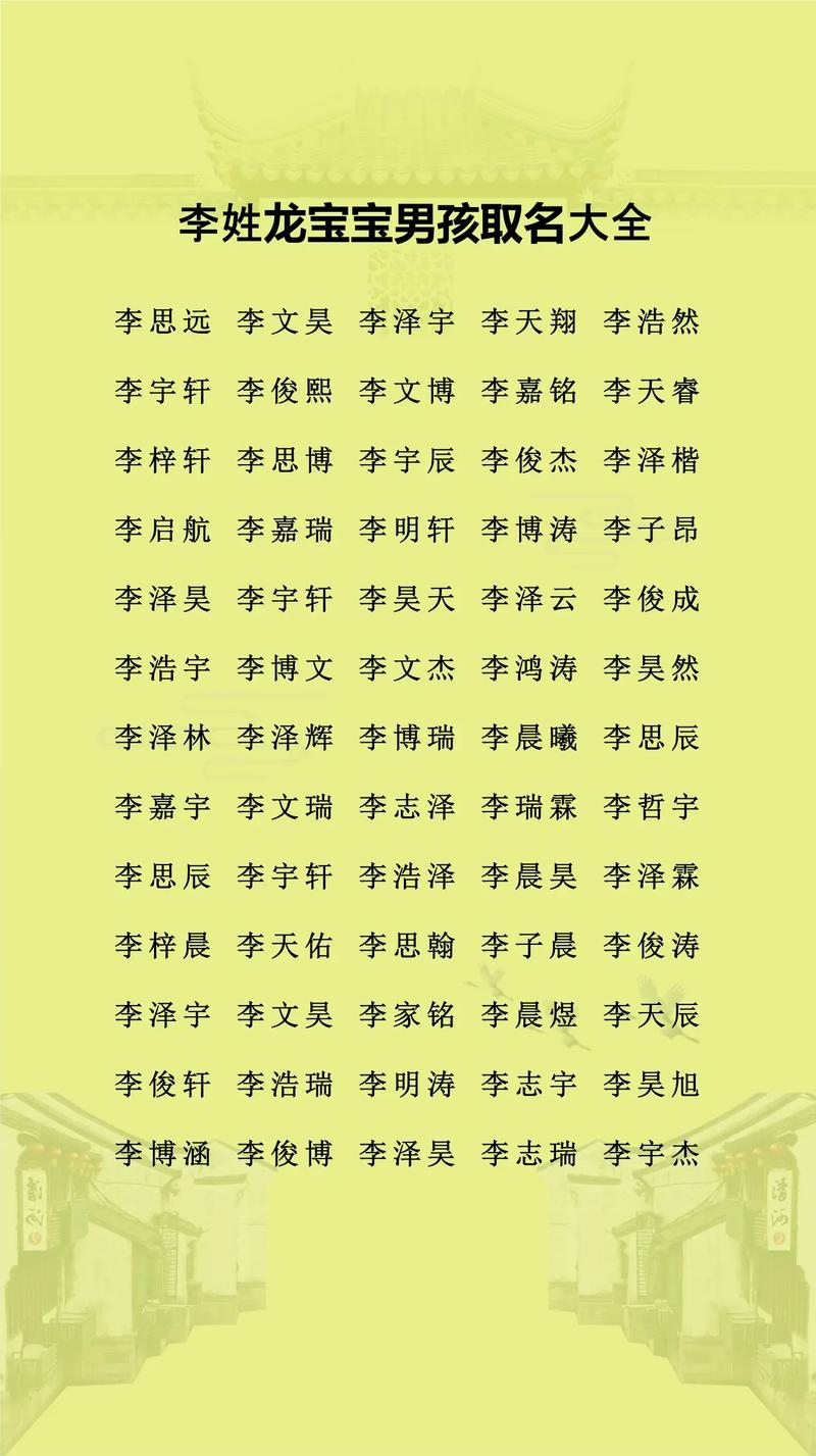 李姓男孩单字与双字名大全，寓意美好免费取名指南插图