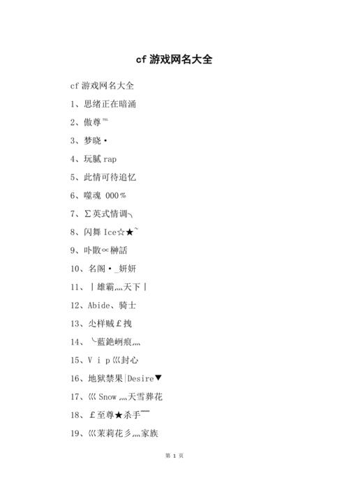 挑选cf网名，解锁专属ID密码插图