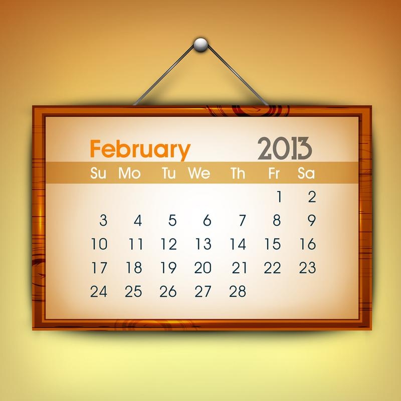 2013年2月日历，一个充满转折与启程的月份插图