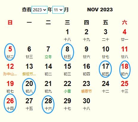 2023年11月黄道吉日，宜动土嫁娶插图