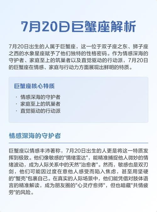 7月20日，巨蟹座，情感丰富、家庭意识强插图