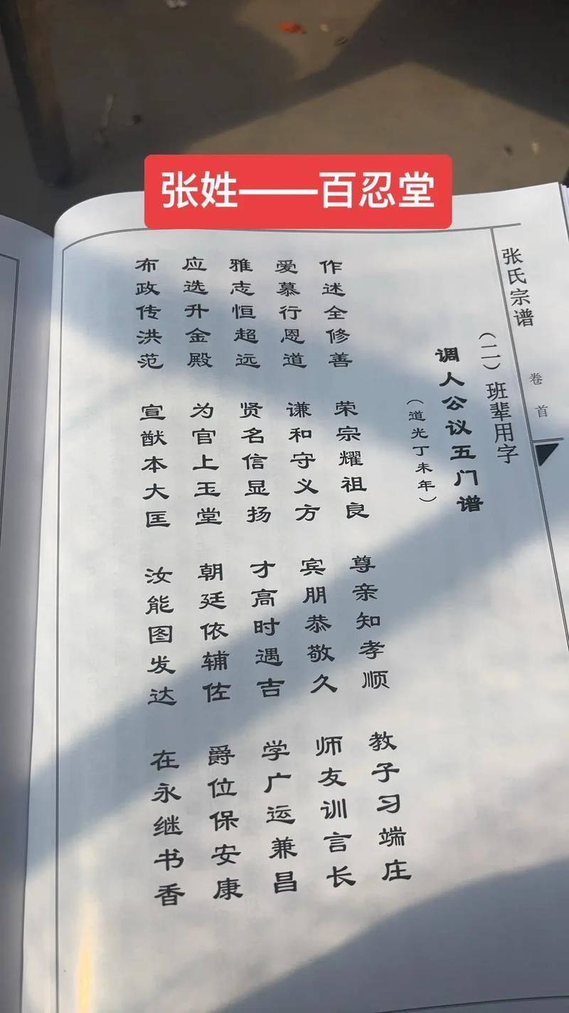 张氏家谱百忍堂,字辈传承,荣华显贵插图 张氏家谱百忍堂,字辈传承,荣华显贵插图