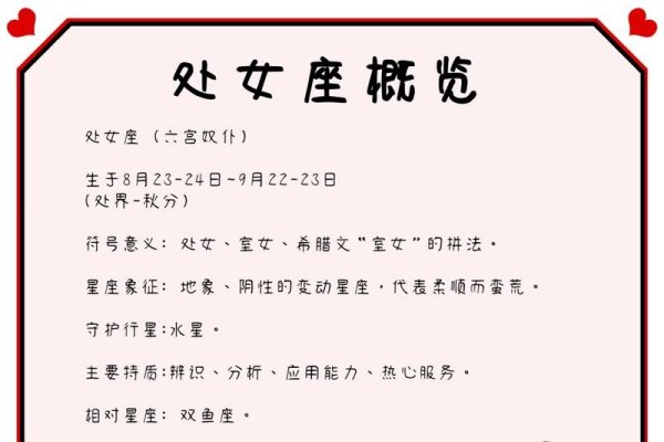 处女座（Virgo）详解，8月23-9月22日出生者如追求完美，受水星守护；男性重视细节，女性细致实用。-方知甜
