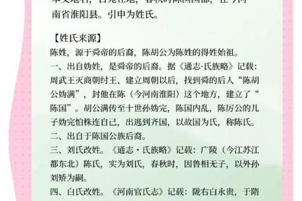 陈姓的来源，探寻华夏姓氏的悠久历史-方知甜
