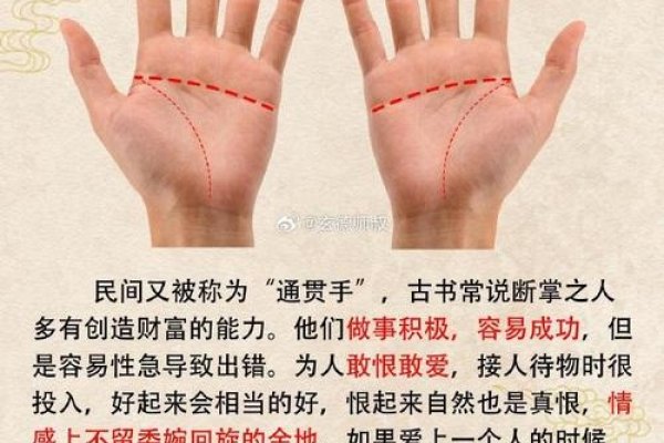 断掌纹，男性命运之谜与智慧象征-方知甜