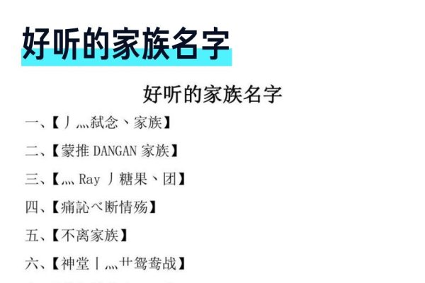 个性家族名字大全，专属o0丶宁，情义灬神之队，四个家族残血家族，葬爱家族等-方知甜