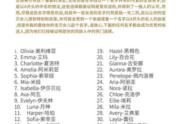 可爱英文名字，为你的宝贝挑选一个独特而温馨的名字-方知甜