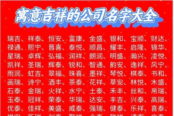 300个吉祥公司名字，助力企业腾飞-方知甜