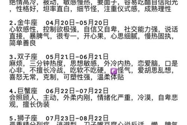 星座性格,揭秘十二星座的独特魅力与行为模式-方知甜