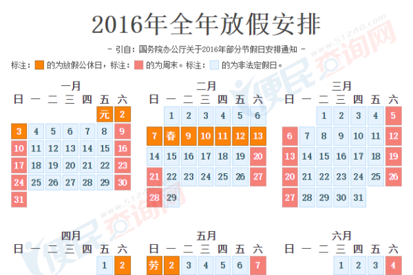 2016年日历，放假安排与农历信息全解析-方知甜