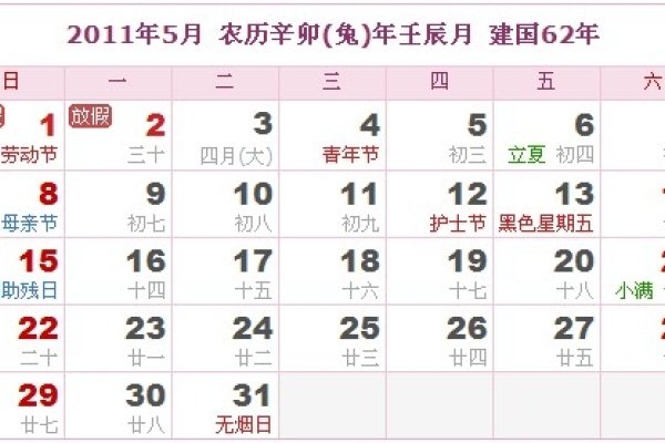 2011年历表，天文历史与农历阳历结合-方知甜