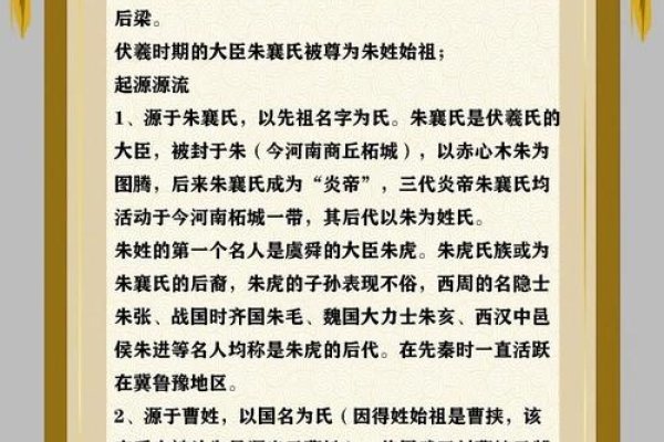 探秘朱姓的起源与传承-方知甜