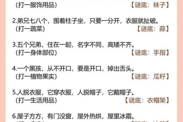 谜语解析巧妙破题，答案线索明确。-方知甜