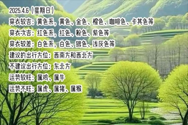 4月4日五行穿衣指南，绿色为主，助你运势旺盛-方知甜